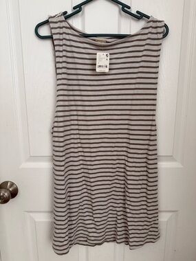 Free People Striped Tank Top - Taupe and Cream